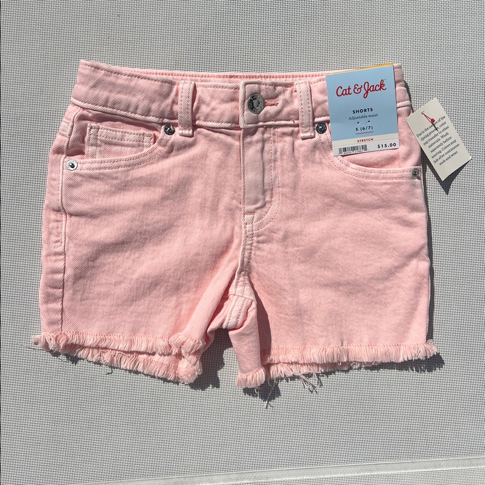 NWT Cat & Jack pink frayed denim shorts for little girl